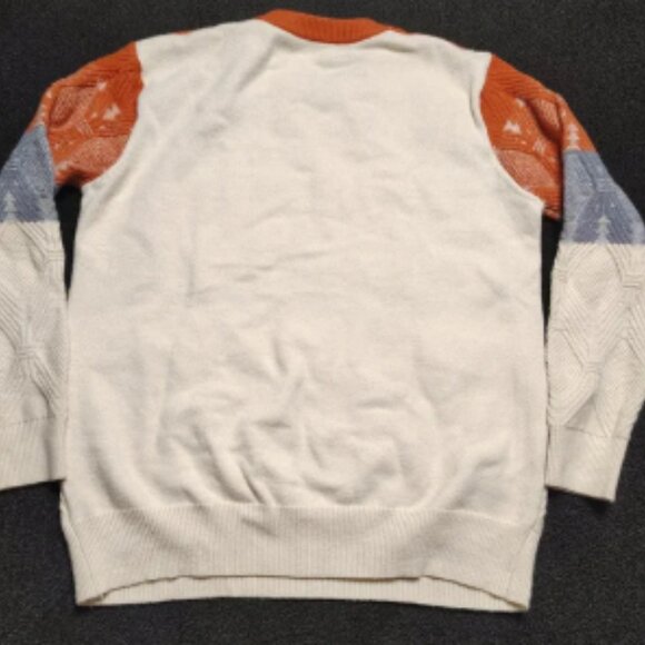 Handmade Chunky Knit Brunt Orange Gray Sweater Women's Size Large Extra Large - Picture 3 of 6